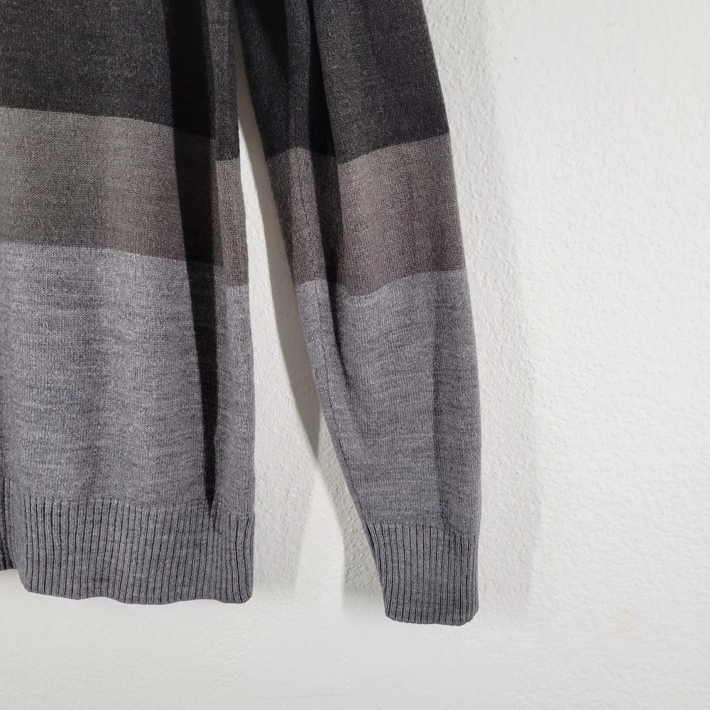 US Polo Assn. Mens Striped Quarter Zip Sweater Burgundy Navy Grey Acrylic Small - Picture 5 of 11